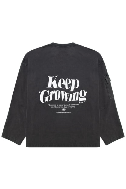 OBSIDIAN BLACK “KEEP GROWING” CREWNECK